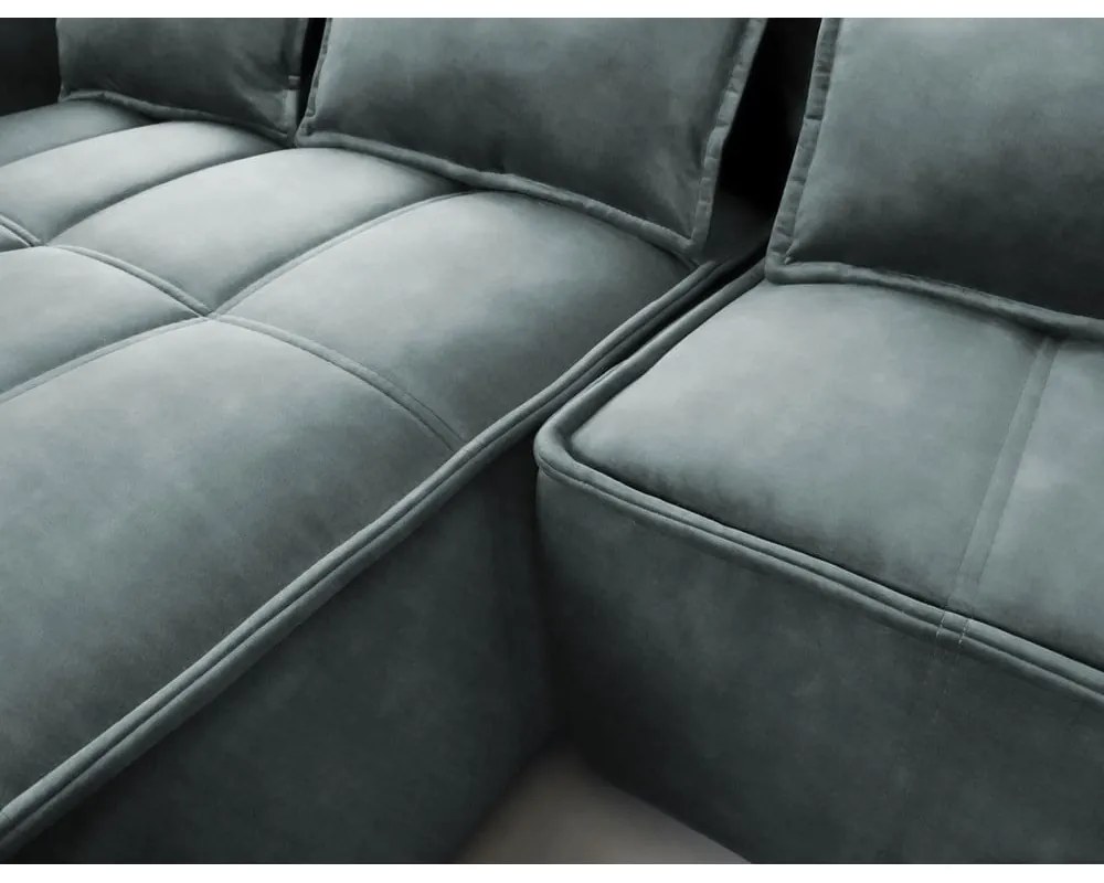 Зелен кадифен сгъваем/с място за съхранение ъглов диван (ляв ъгъл) Campo – ELTAP