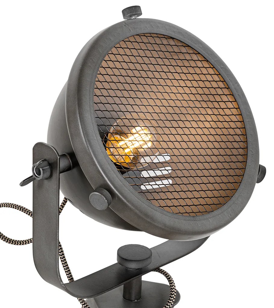 Индустриална настолна лампа триножник стомана с дърво наклоняваща се - Emado