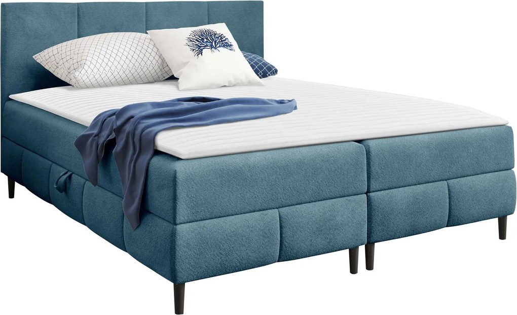 Тапицирано легло Box Best II-Синьо-140 x 200