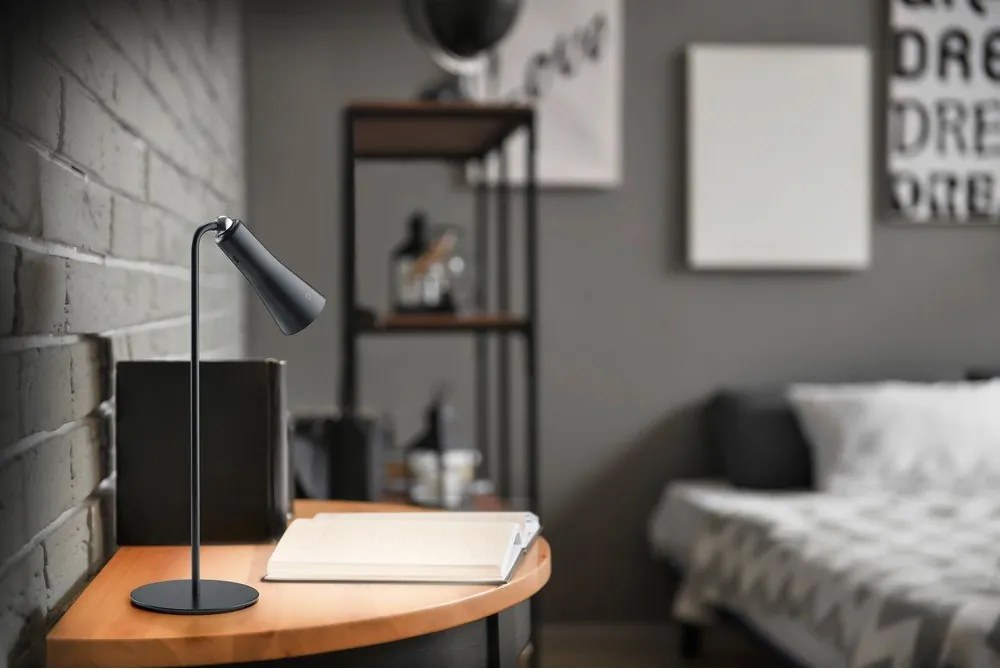 Матово черно метална LED настолна лампа (височина 36 cm) Maxi – Reality