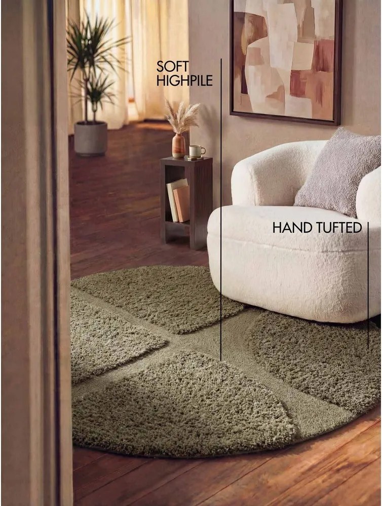 Ръчно изработен кръгъл килим в цвят каки ø 160 cm Lambeth Jasper – Ted Baker