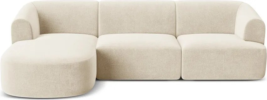 Бежов кадифен ъглов диван (ляв ъгъл) Campi – Cosmopolitan Design