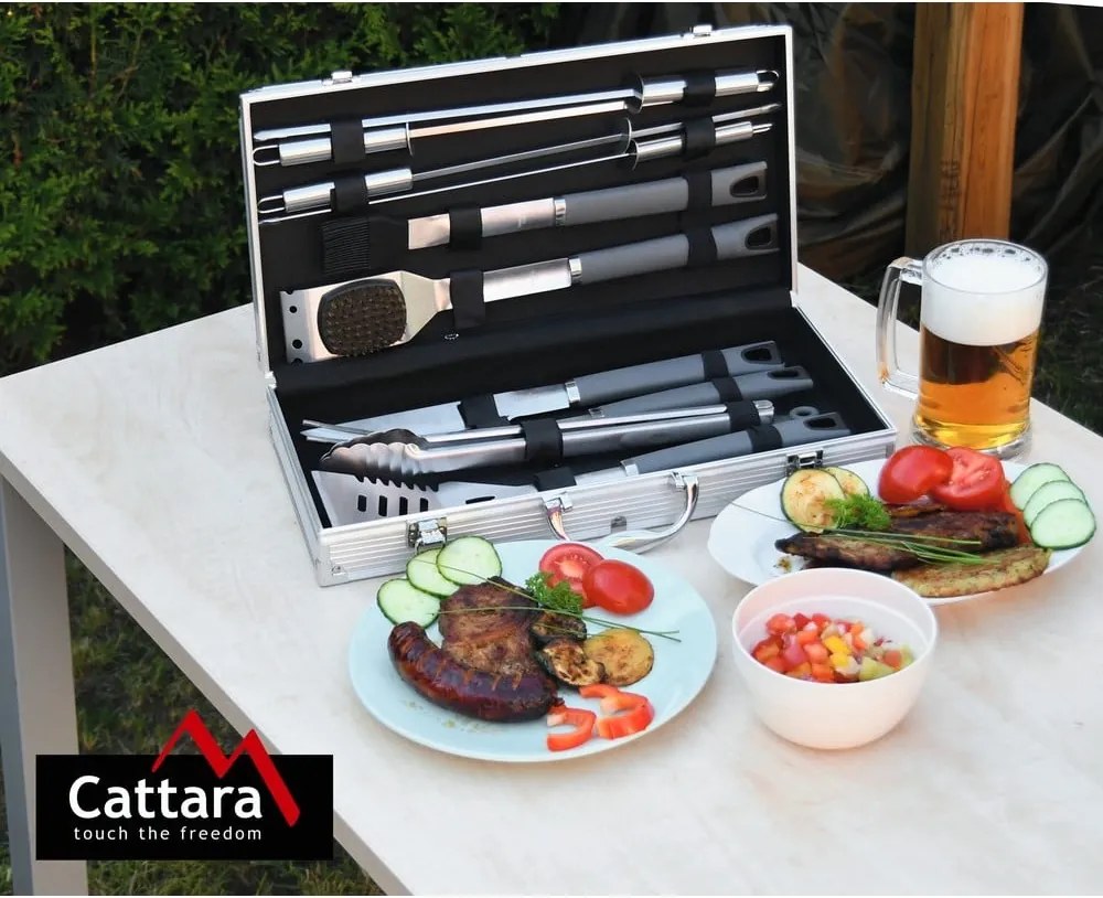 Комплект от 11 инструмента за печене на скара в алуминиев калъф Grey Line - Cattara