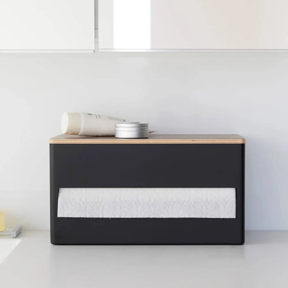 Черна метална стойка за кухненска хартия Rin – YAMAZAKI