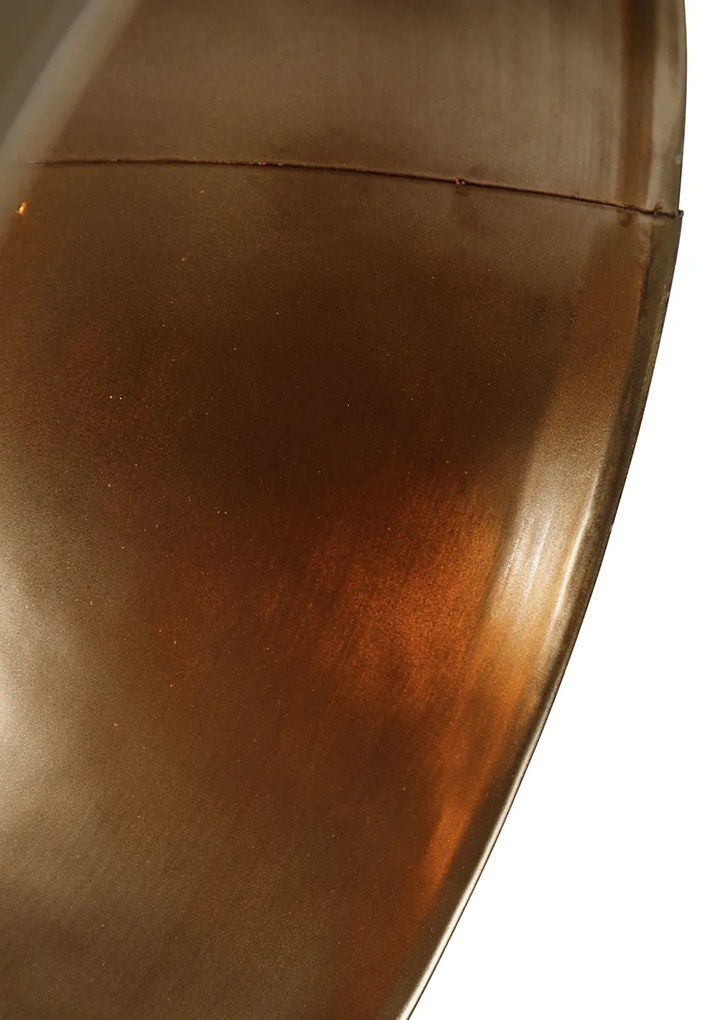 Индустриална подова лампа триножник бронз с дърво - Mangoes