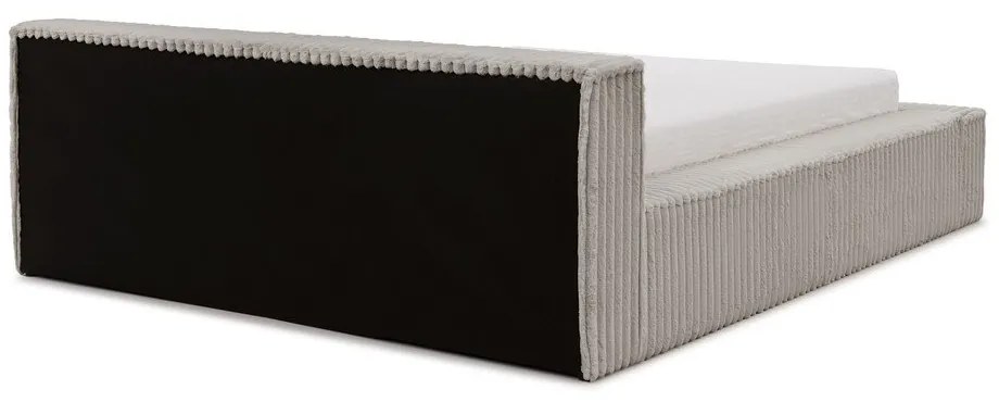 Сиво двойно легло 200x200 cm тапицирано с място за съхранение с включена подматрачна рамка Cloe – Ropez