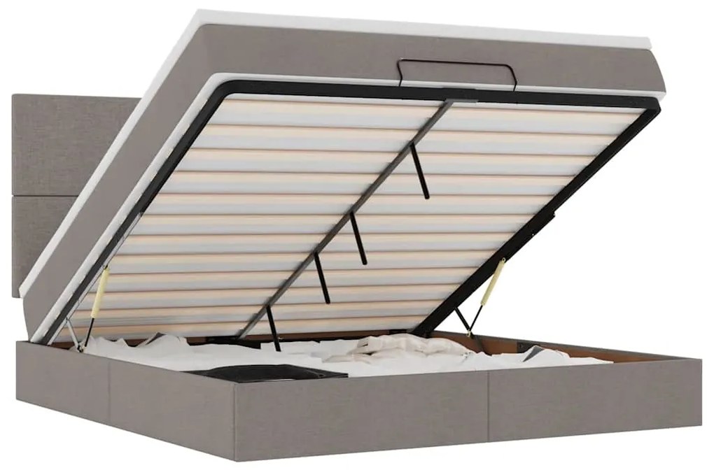 3313945 vidaXL Османска легло с матрак и LED, таупе, 180x200 см, плат
