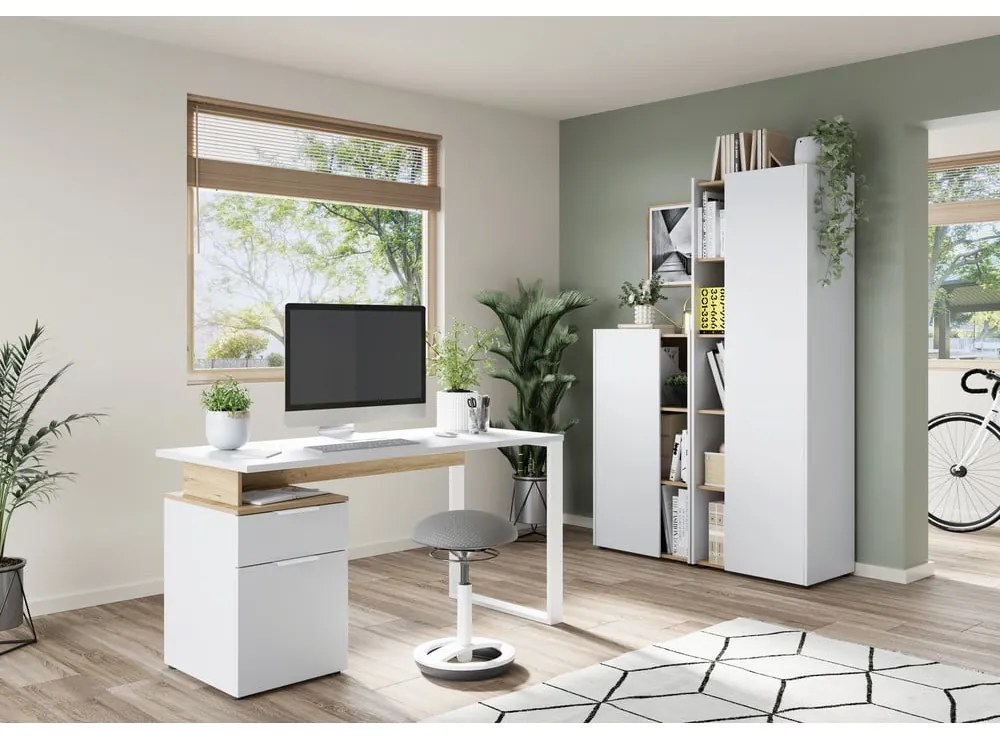 Работна маса с бял плот за маса 61x140 cm Hasselt – Germania