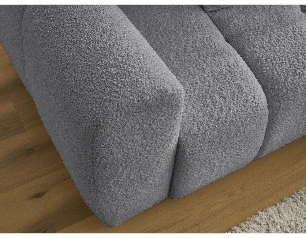Сив разтегателен ъглов диван с място за съхранение от букле (десен ъгъл) Roxelane – Bobochic Paris
