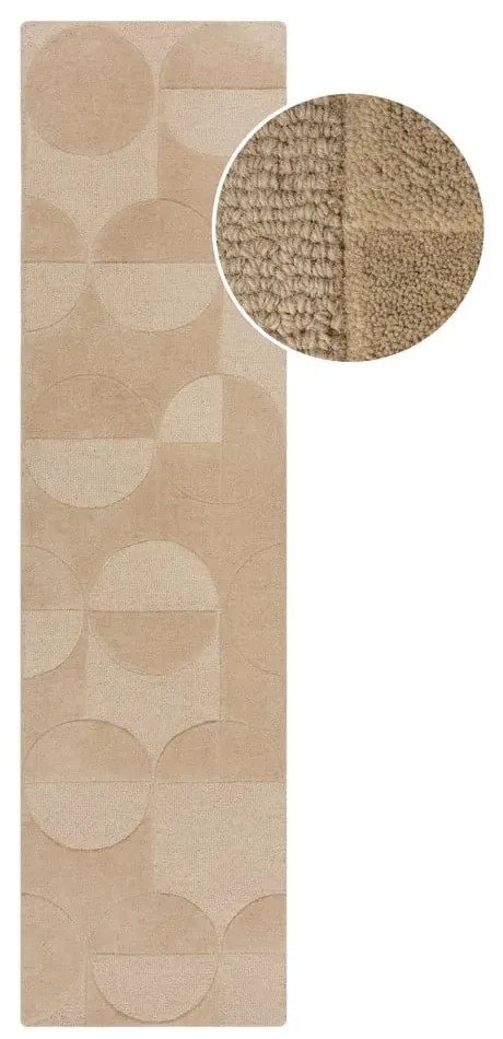 Бежов вълнен килим 60x230 cm Gigi - Flair Rugs