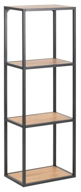 Черна/естествена стенна библиотека от декор от дъб 37x108 cm Seaford – Actona