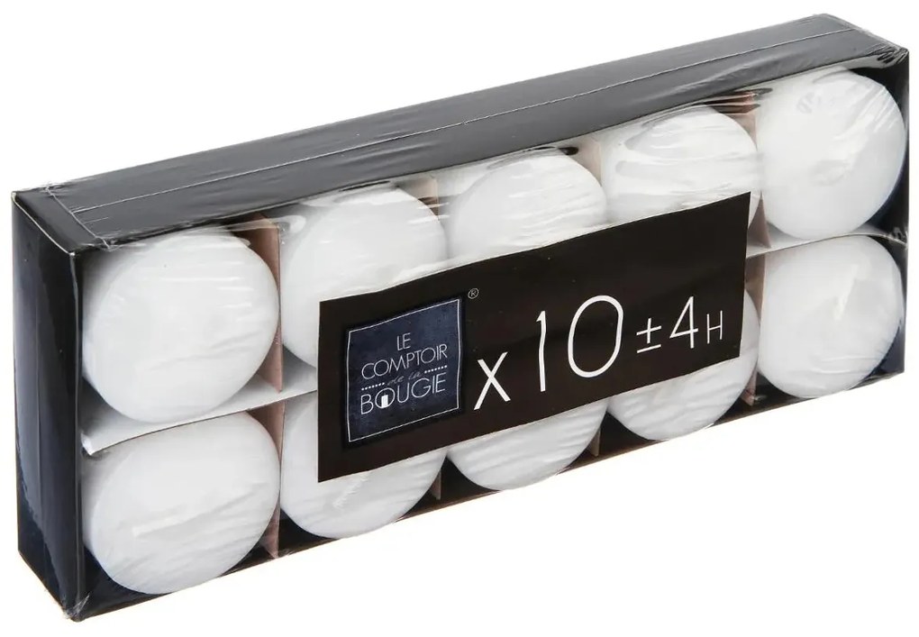 Комплект свещи без аромат atmosphera Many, 10 Votive свещи, Диаметър 3.8 см, Бели