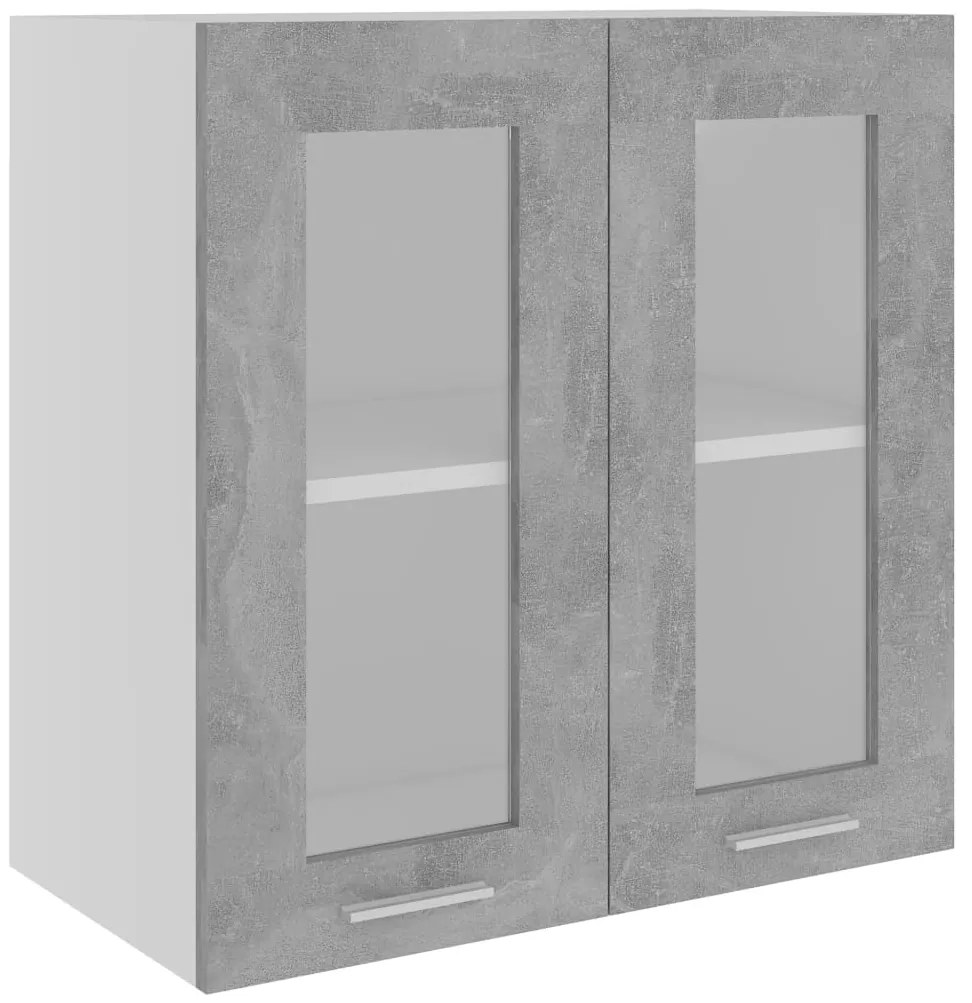 802525 vidaXL Висящ стъклен шкаф "Lyon", бетонно сив, 60x31x60 см, инженерно дърво