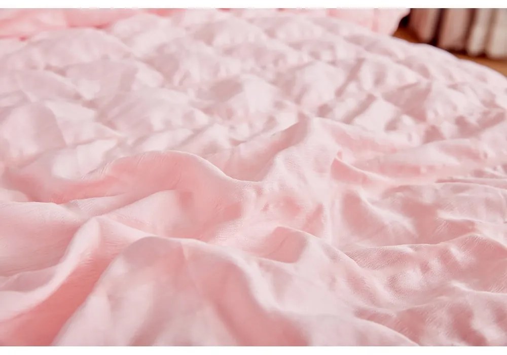 Розово крепово спално бельо за единично легло 140x200 cm Naomi – My House