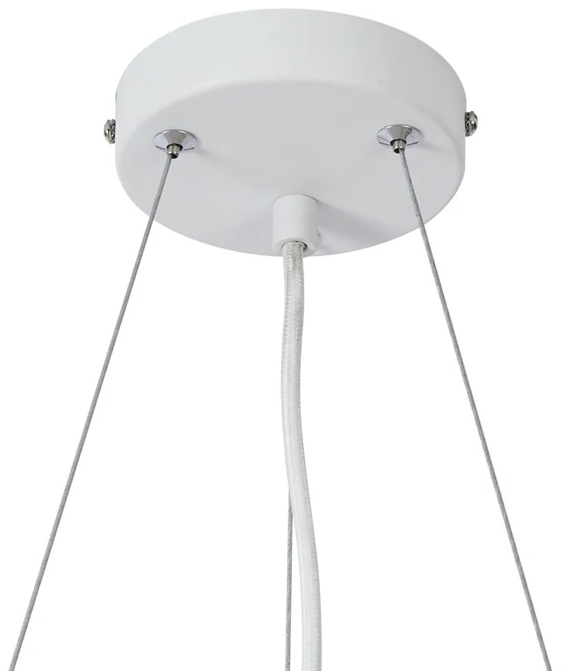 Модерен висящ лампион с дървен принт и бял цвят с 6 светлини - Jeana Circle