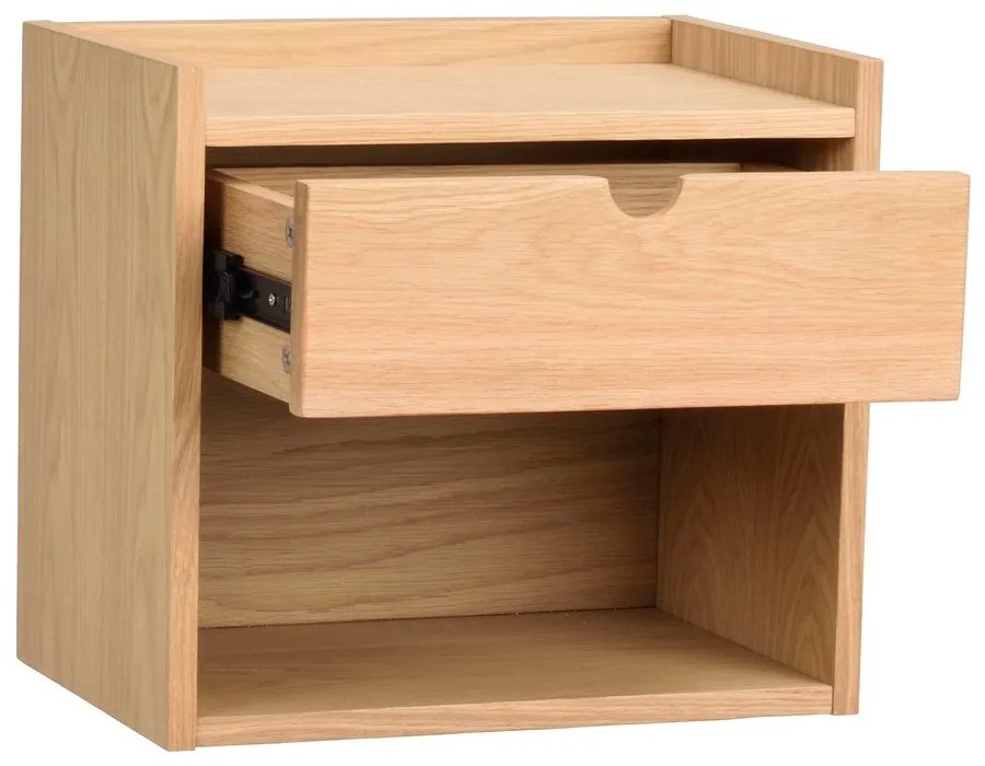 Висящо нощно шкафче с рафтове, изработено от дъбова дървесина в естествен цвят Hillmond - Rowico