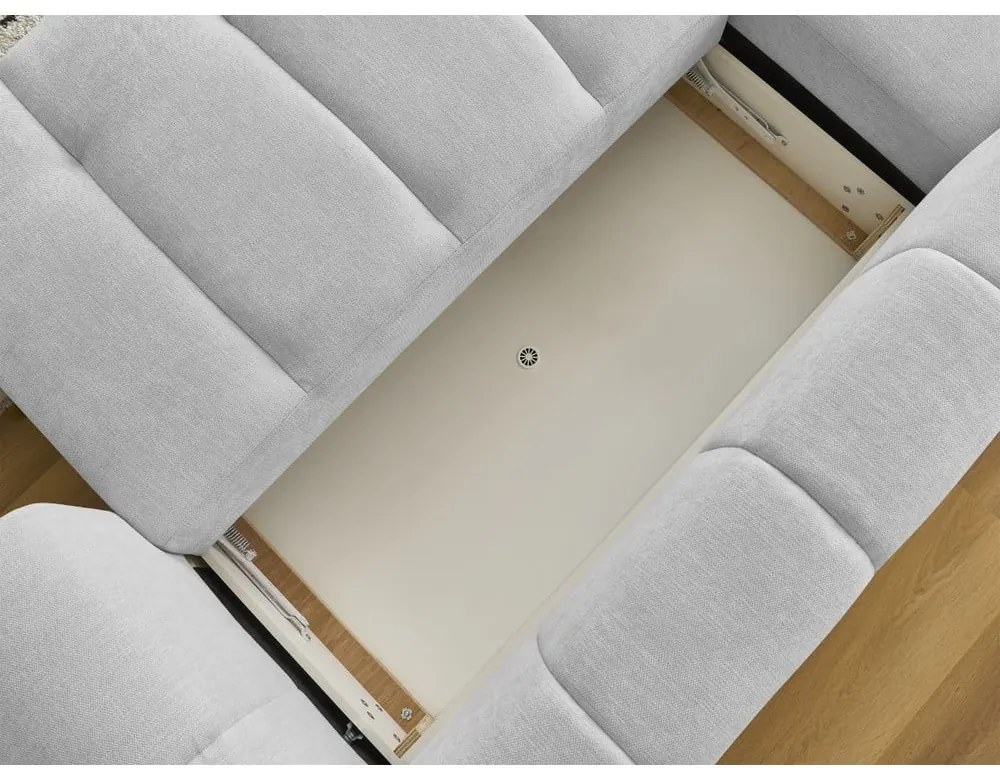 Светлосив сгъваем/с място за съхранение ъглов диван (ляв ъгъл) Fuji – Bobochic Paris