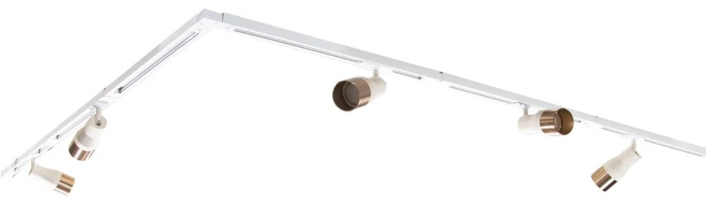 Модерна релсова система за осветление с 5 прожектора бежова със злато 1-фазова - Iconic Kohua
