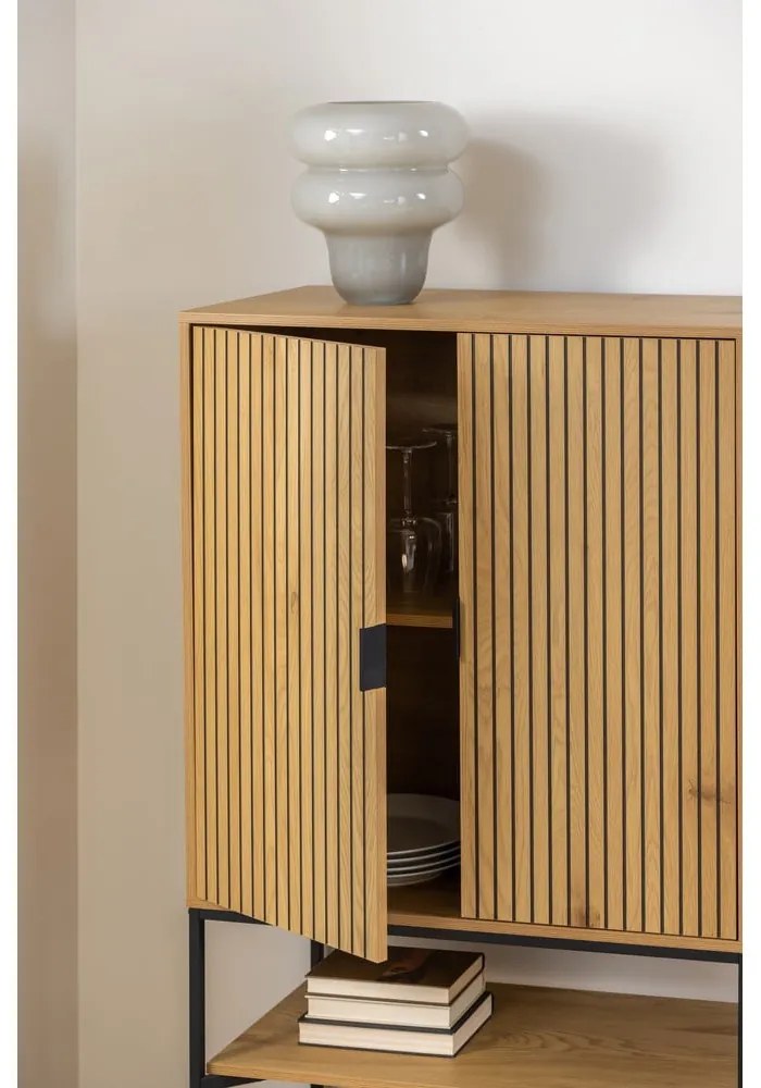 Шкафче от дъбов декор в естествен цвят 80x140 cm Jaipur – Actona