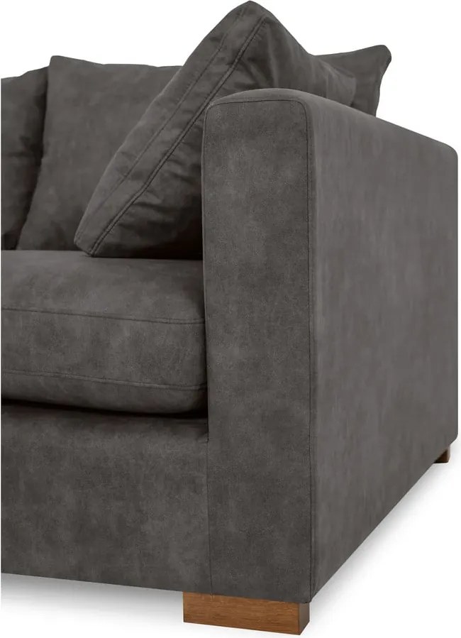 Антрацитен ъглов диван от изкуствена кожа (ляв ъгъл) Hamburg – Scandic