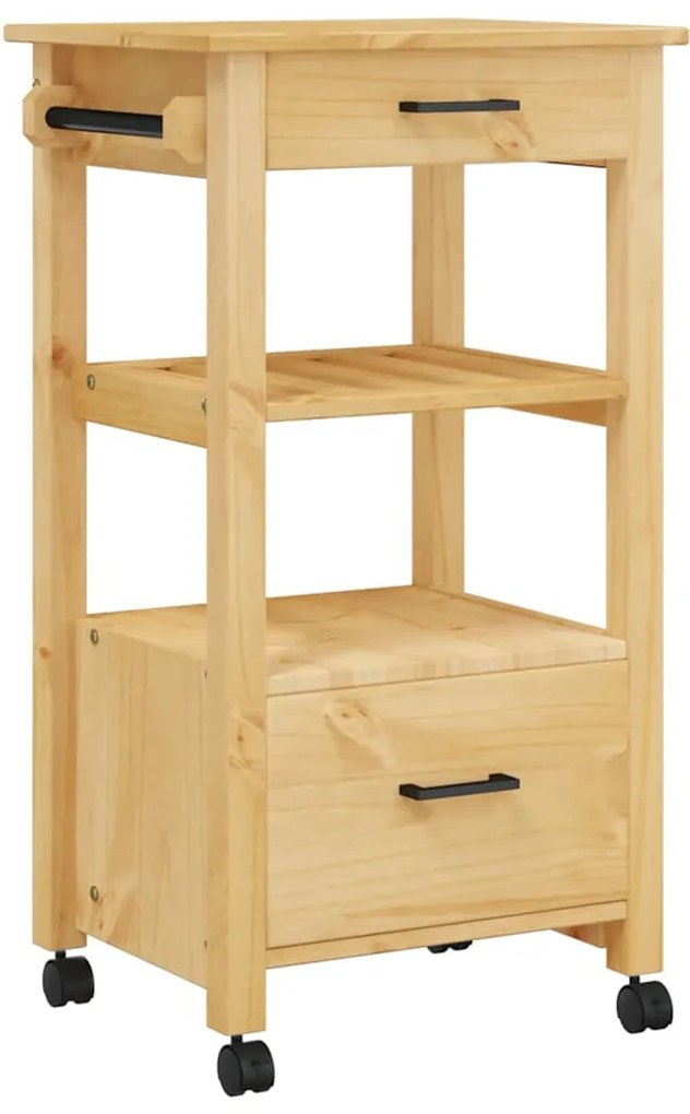 376082 vidaXL Кухненска количка "MONZA" 48x40x88,5 см борово дърво масив