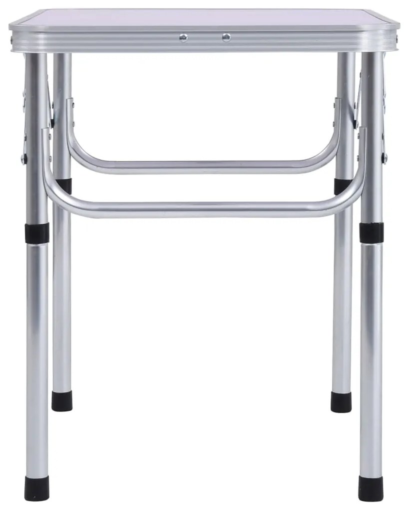Сгъваема къмпинг маса, бяла, алуминий, 60x45 см