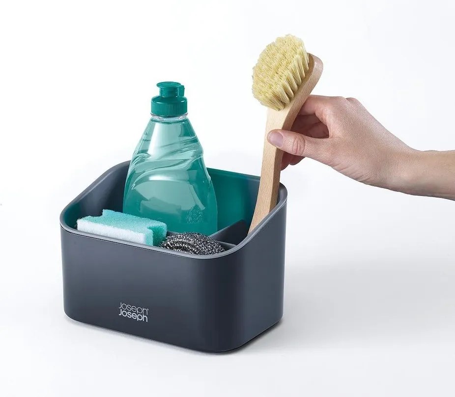 Тъмносива пластмасова стойка за перилни препарати SinkStore – Joseph Joseph