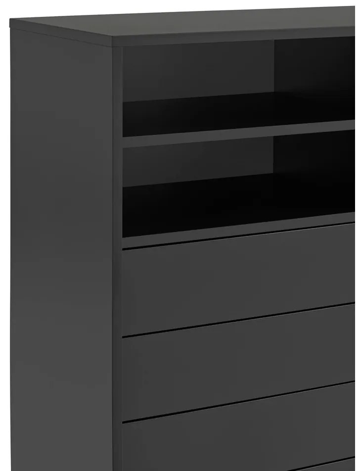 Висок скрин с плъзгащи се врати в черно и антрацит 120x140 cm Nube - Teulat