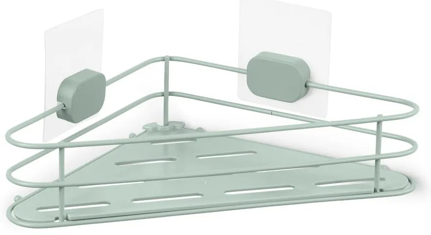 Зелен ъглов самоносещ метален рафт за баня Grena - Compactor