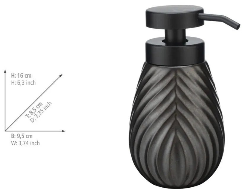 Антрацитен керамичен диспенсер за сапун 330 ml Idro – Wenko