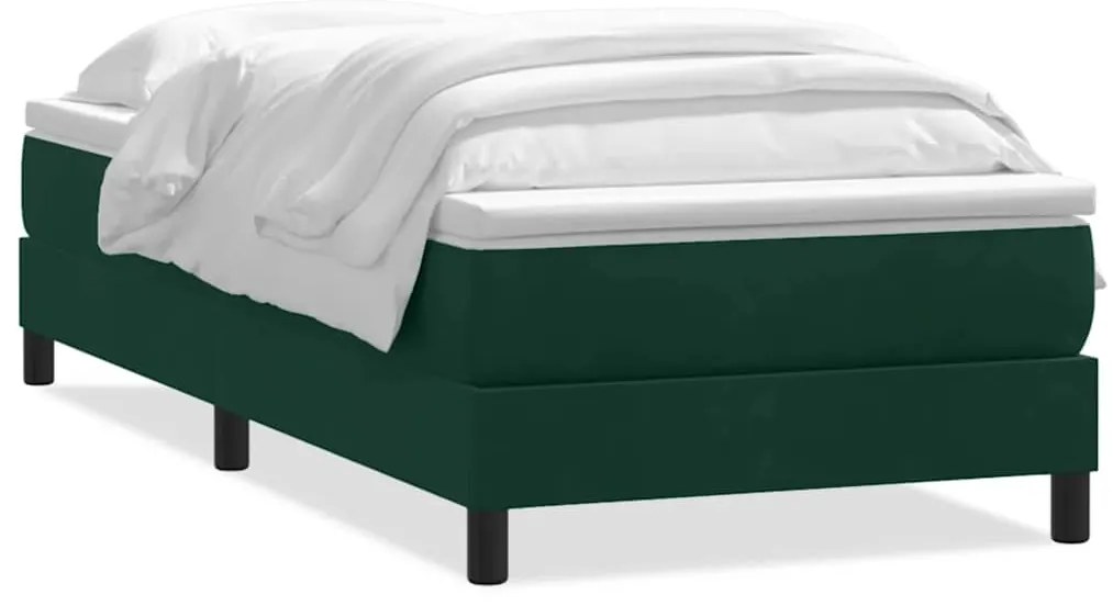 3315894 vidaXL Боксспринг легло без матрак, тъмнозелено, 200x220 см, кадифе