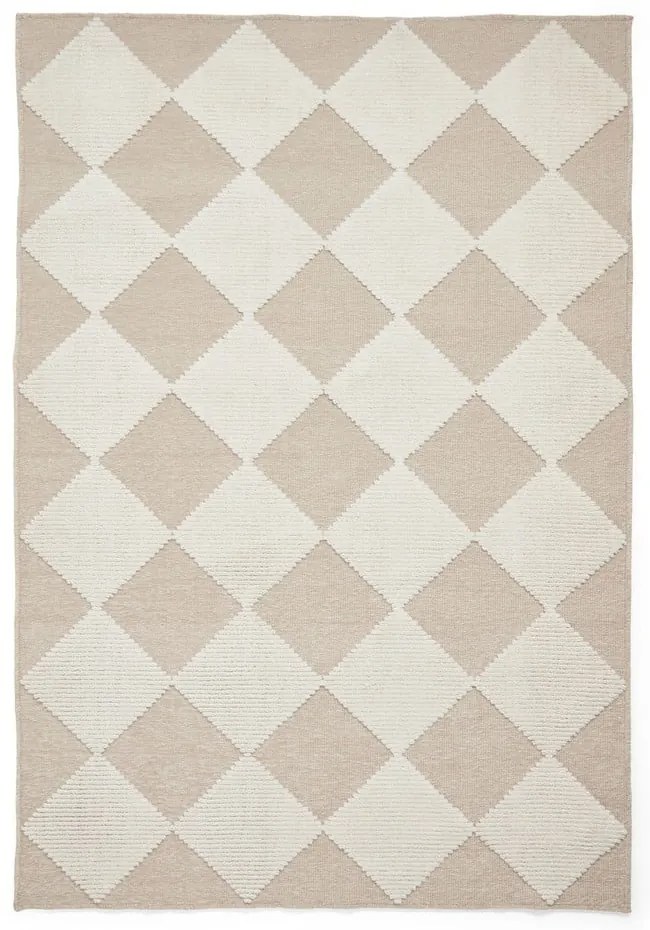 Бяло-бежов килим подходящ за пране 160x230 cm Lyna Beige&White – Think Rugs