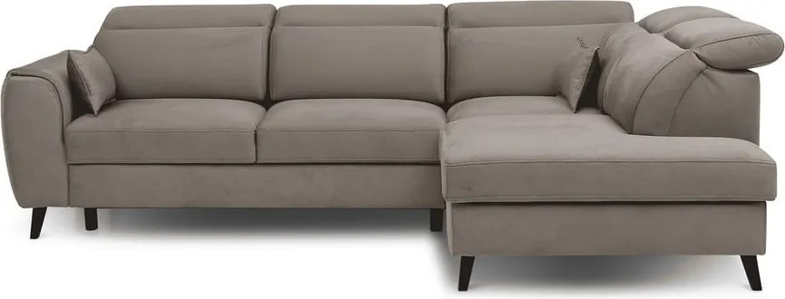 Бежов кадифен разтегателен ъглов диван с място за съхранение (десен ъгъл L форма) Noble – ELTAP