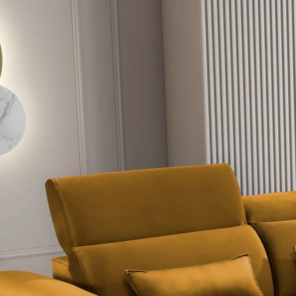 Жълт кадифен разтегателен ъглов диван с място за съхранение (десен ъгъл) Foble – ELTAP