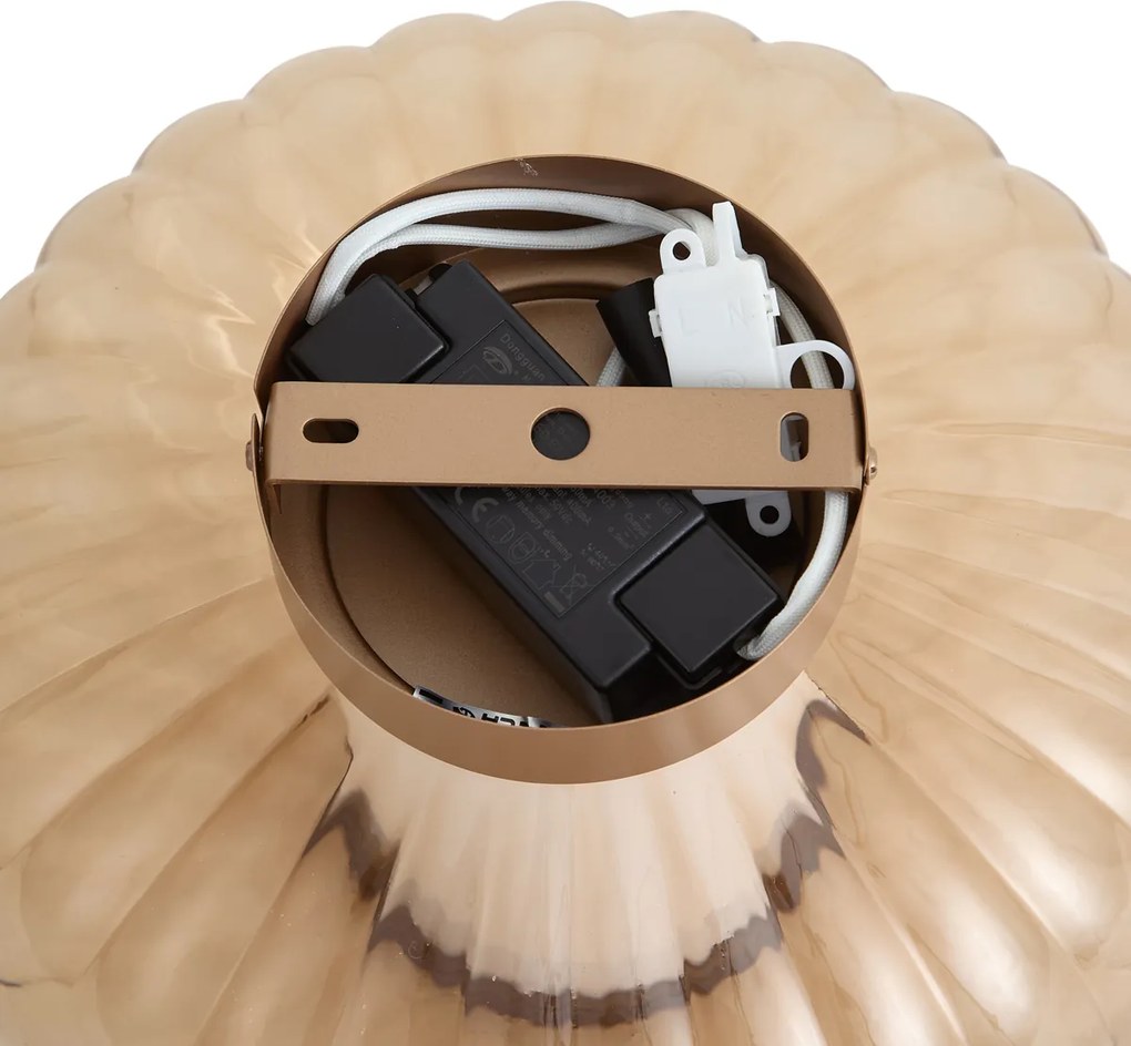 Design Ceiling Lamp Brass 28cm with Amber Glass Incl. LED 3-Step Dimmable - Margherite