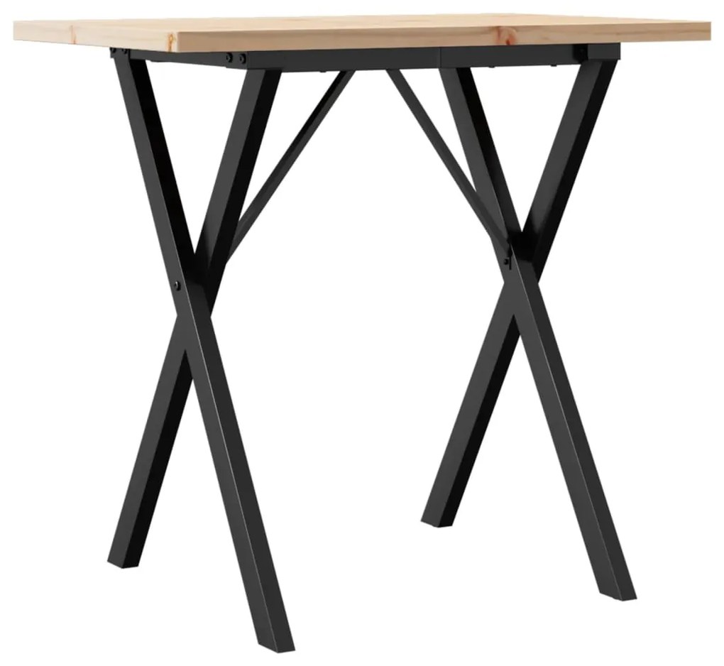3282760 vidaXL Трапезна маса X-образна рамка 80x50x75,5 см бор масив и стомана