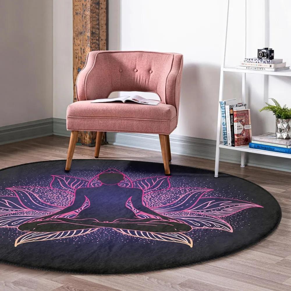 Тъмносин кръгъл килим подходящ за пране и за прахосмукачки роботи ø 100 cm Comfort – Mila Home