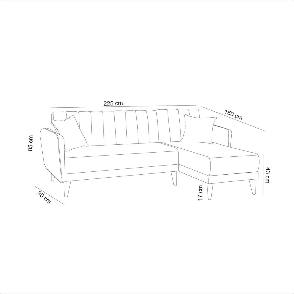 Бял разтегателен диван (десен ъгъл) Aqua – Balcab Home