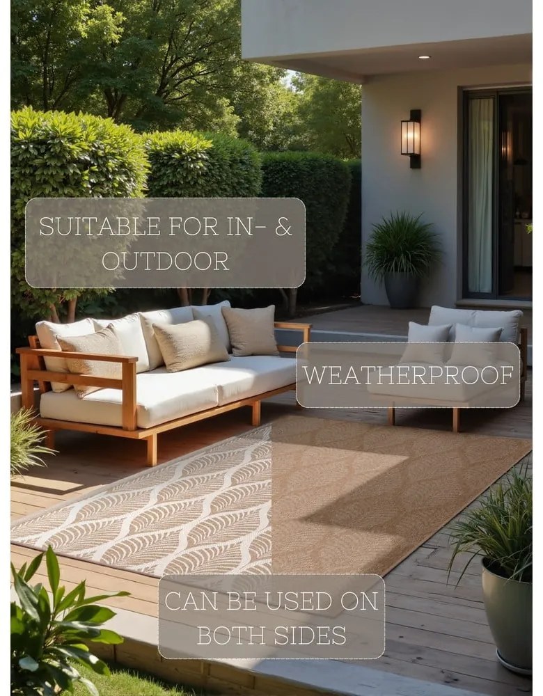 Килим за открито и закрито в цвят слонова кост и бежово 120x170 cm Duet Liora – NORTHRUGS