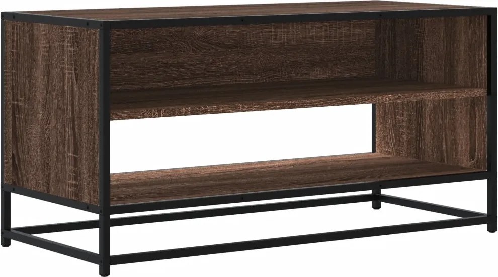 848888 vidaXL ТB шкаф, кафяв дъб, 91x40x46 см, инженерно дърво и метал