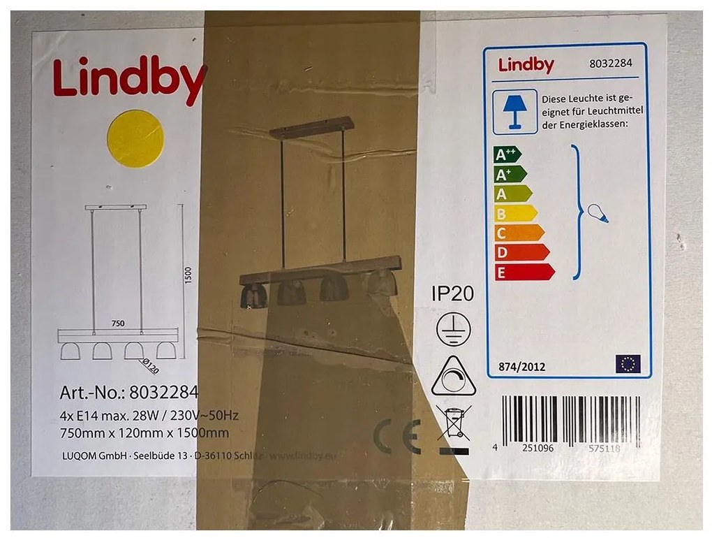 Lindby - Пендел WATAN 4xE14/28W/230V