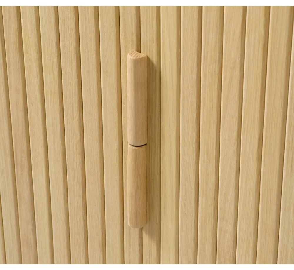 Шкаф в дъбов декор с плъзгащи се врати в естествен цвят 113x90 cm Cavo - Unique Furniture