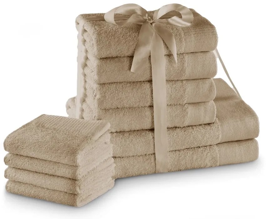 Бежови памучни хавлии и кърпи за баня в комплект от 10 бр. от тери Amari – Restilo