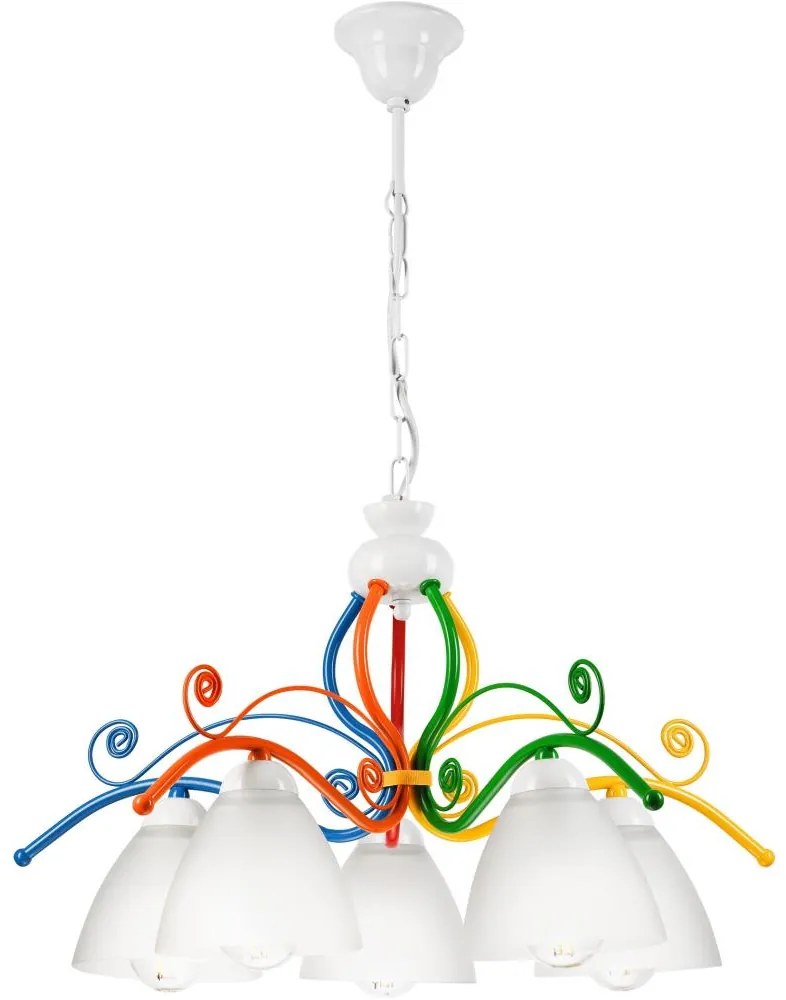 Пендел RETRO 5xE27/60W/230V бял/цветен