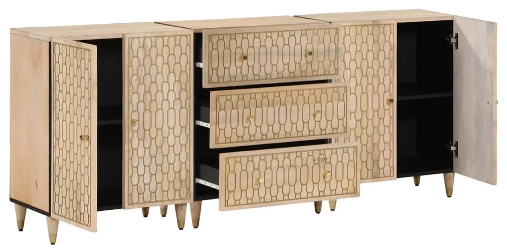 3206308 vidaXL Странични шкафове 3 бр 60x33x75 см манго масивно дърво