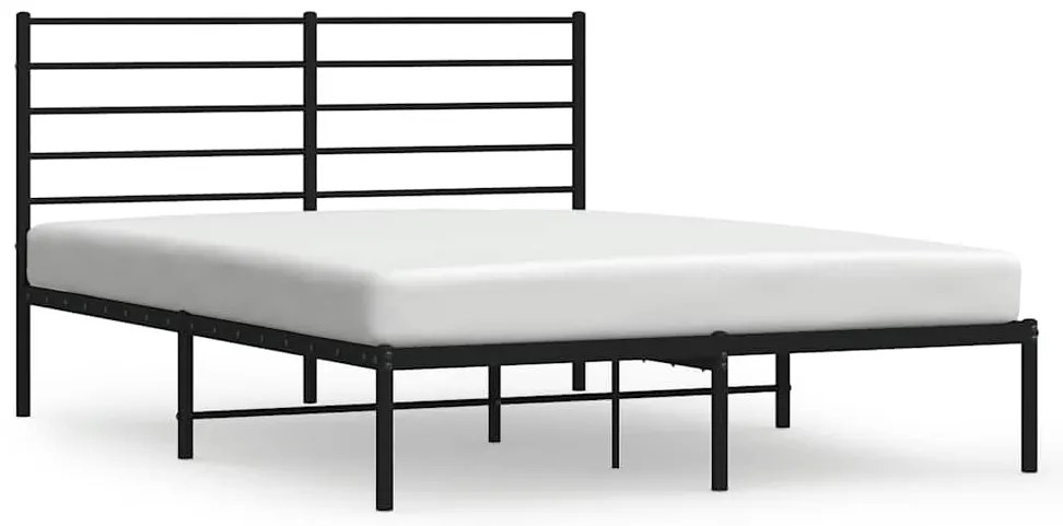 352318 vidaXL Метална рамка за легло с горна табла, черна, 135x190 см