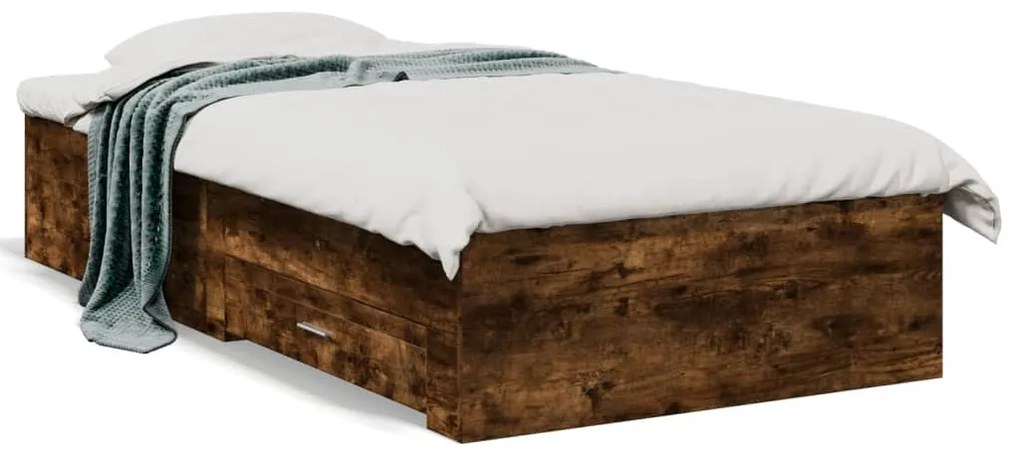 3280423 vidaXL Рамка за легло с чекмеджета, опушен дъб, 100x200 см