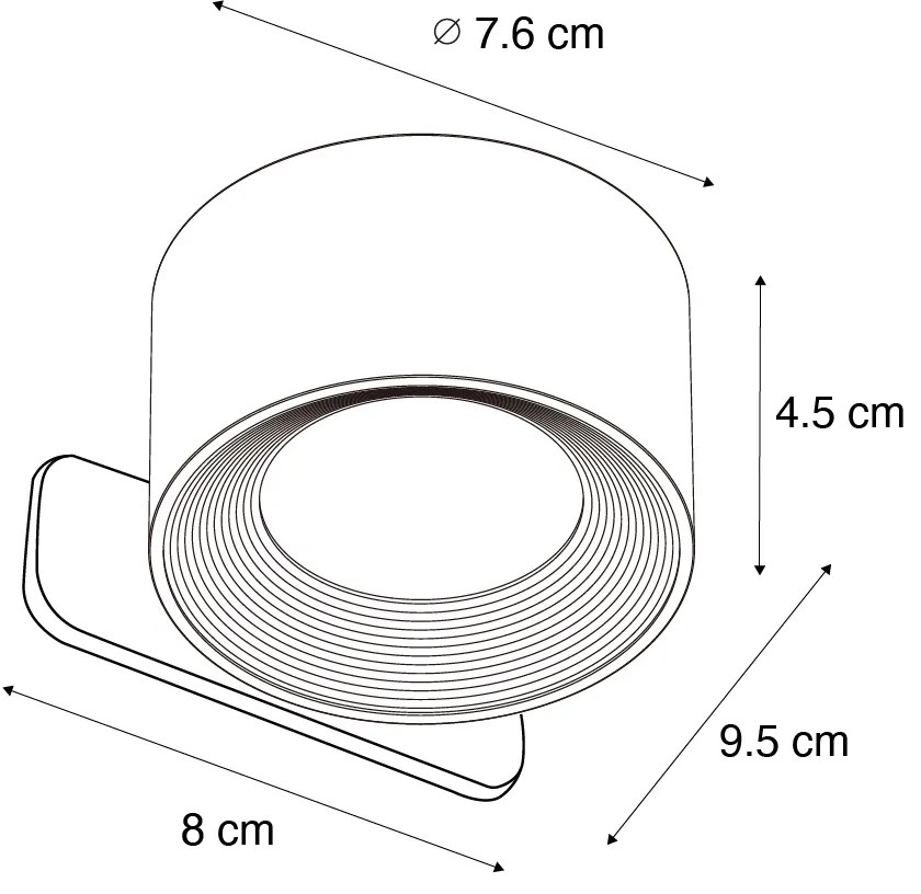Комплект от 4 модерни стенни и таванни лампи черни, включително LED акумулаторни - Bright
