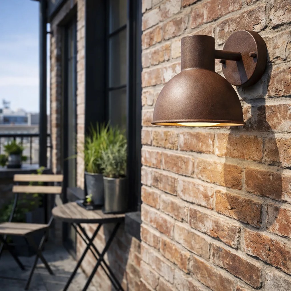 Индустриален външен стенен аплик ръждиво кафяв кръгъл IP44 - Natas