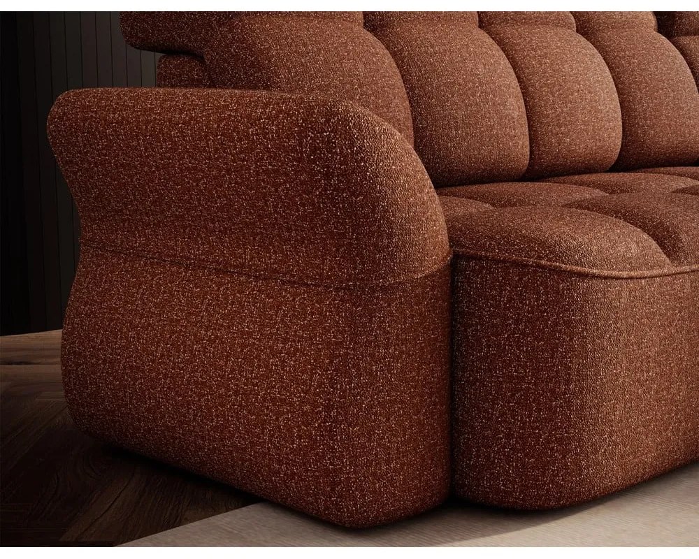 Теракотен кадифен сгъваем/с място за съхранение ъглов диван (десен ъгъл) Beneth – ELTAP